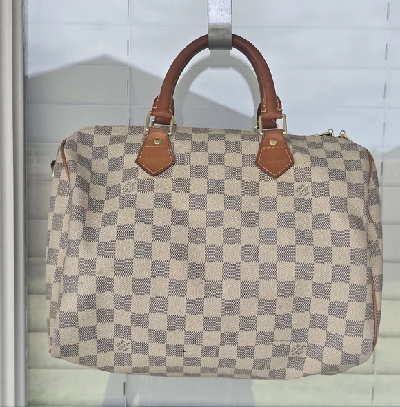 Louis Vuitton Checkered Tan Brown Handbag Women 10x10 Inches Medium - Picture 4 of 16